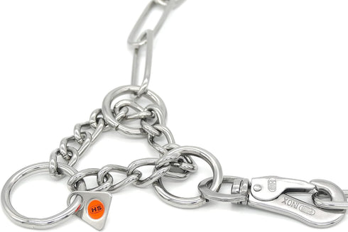 Herm Sprenger Stainless Steel Long Link Dog Collar with Snap Hook for Professional Training (21in, 54cm)