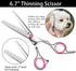 Pink Dog Grooming Scissors Kit with Safety Round Tip, Includes Thinning & Curved Scissors and Comb for Dogs & Cats