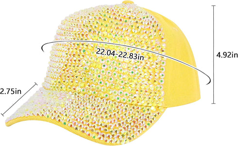 Surkat Studded Rhinestone Baseball Cap, Adjustable Hat with Sparkle Bling Denim
