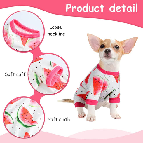 Dog Pajamas for Small Dogs - Summer Pet Onesies for Chihuahua Yorkie Teacup, Cute Soft Material (X-Small, Watermelon)
