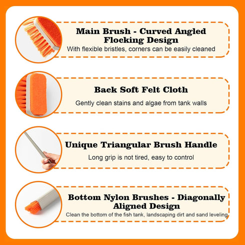 Small Fish Tank Cleaner Brush, Algae Scraper for Glass and Acrylic Aquariums, Essential Cleaning Tool.