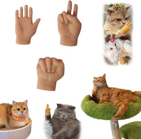 Mini Hands for Cats, 3/6Pcs Tiny Folded Hands Toy for Cats and Puppies, Interactive Stretchable Gloves