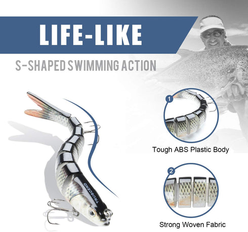 TRUSCEND Easy Catch Swimmax Fishing Lures, Magic Noisy Turbulent Wiggling Action for More Bites, Must-Have
