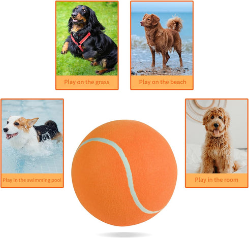 susu & wuwu Giant Tennis Ball for Dogs, Yellow Big Tennis Ball for Dog Birthday Gift, 9.5"