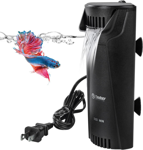 Quiet Internal Aquarium Filter, 3-Stage Bio-Filtration, Small Power Filter for Up to 10 Gallon Tanks