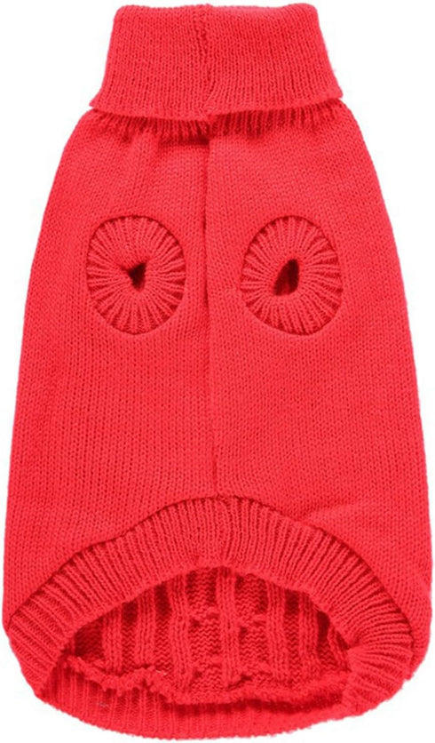 Small Dog Sweaters, Knitted Pet Cat Warm Sweatshirt for Winter (X-Small, Red)