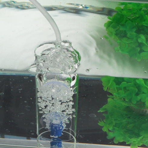 Aquarium Air Bubbler Glass Oxygen Bubbler Cup, High Dissolved Oxygen Device with Water Tube Sucker for Fish Tank