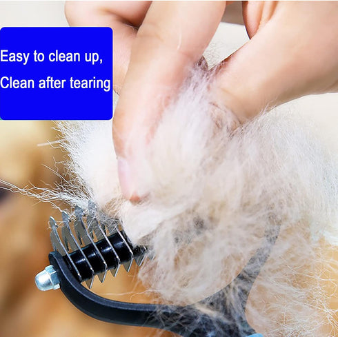 Pet Grooming Tool: Double Sided Undercoat Rake Comb for Deshedding and Dematting Dogs and Cats, Flea Comb Set (Pink/16