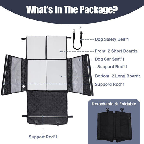 40lbs Dog Car Seat for Large Medium Dogs, Dog Car Seat Cover for Back Seat, Foldable Pet CarSeat with Safety Belt