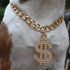 Cute Adjustable Pet Gold Chain with Dollar Pendant, Lightweight Cuban Link Necklace for Dogs and Cats, Bling Jewelry