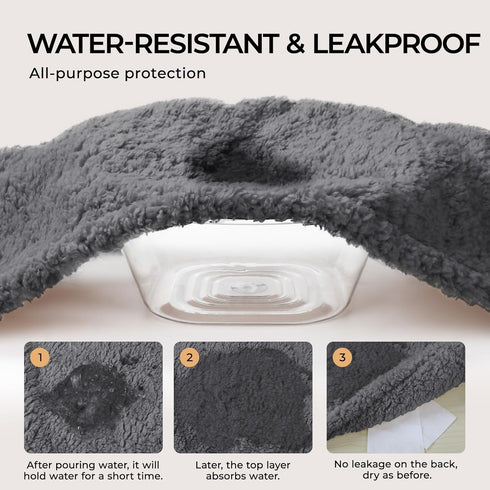 Luciphia Waterproof Dog Blanket - Soft Sherpa Calming Thick Blankets - Leakproof Cozy for Medium Large Dogs Cats (Grey,
