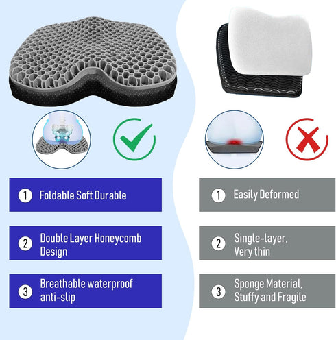 Kayak Seat Cushion, Thicken Anti Slip Waterproof Gel Pad, Portable Canoe Rowing Rubber Dinghy for Kayak Accessories