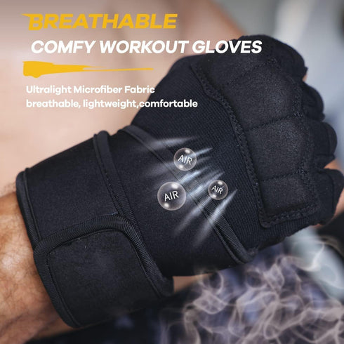 Mens Workout Gloves for Weight Lifting - Exercise Gloves for Men Women With Wrist Wrap Support, Palm Protection