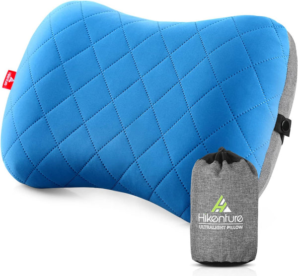 Hikenture Camping Pillow with Removable Cover - Ultralight Inflatable Pillow for Neck Lumbar Support, Washable Travel