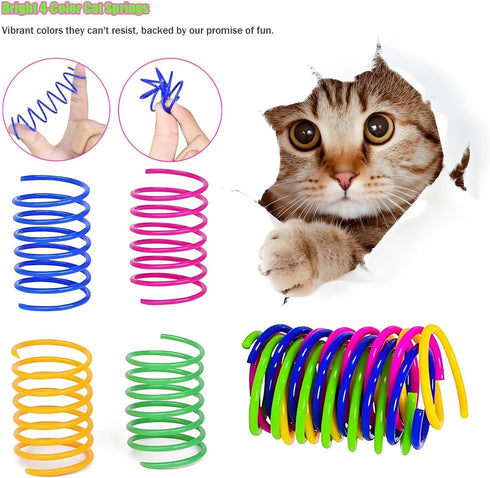 (12Pcs) Cat Toys Spring - Interactive Cat Toy & Kitten Toys with Durable Plastic Coils for Swatting, Biting, Hunting
