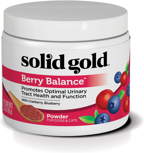 Solid Gold Cat & Dog UTI Vitamins - Powdered Cranberry Supplement for Urinary Tract Support
