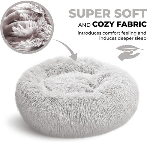 Whiskers & Friends Pet Bed Mat, Small Dogs & Cats, Plush Faux Fur, Round, 23x23x7 inches, 25 lbs Capacity, Orthopedic,