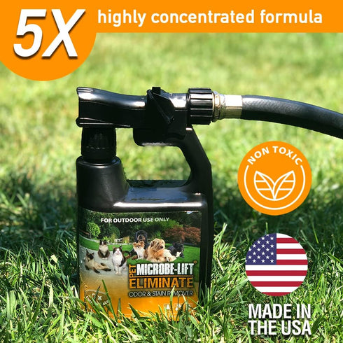 MICROBE-LIFT Outdoor Pet Odor Eliminator, 32oz for Strong Odor on Turf, Patios, Deck, and Lawns - Keeps Pets From Going
