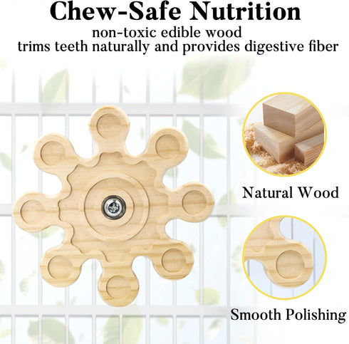 Chinchilla Chinchilla Rotating Natural Wood Chew Toys for Teeth, Interactive Enrichment Toys, Hanging Exercise Toys
