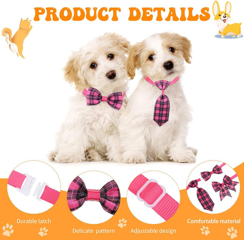 Reginary 100 Pcs Dog Bow Tie Collar Set, 40 Neckties, 30 Puppy Bow Ties, 30 Collar Flowers for Small Medium Dogs