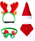 4 Pieces Cute Cat Dog Christmas Accessories, Santa Hat Scarf Bow Tie Collar Reindeer Antlers for Small Pets