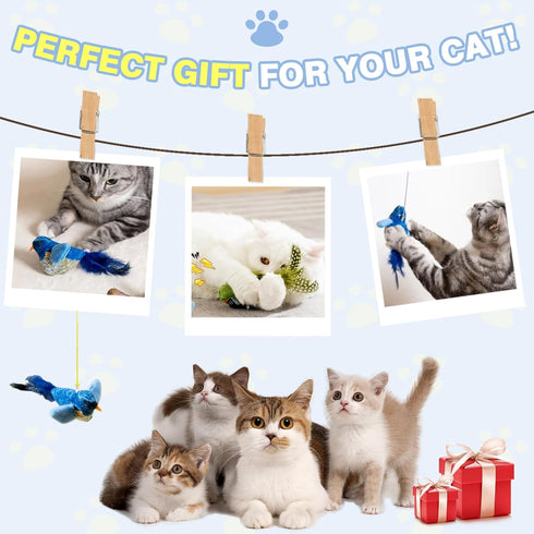 2-Pack Realistic Chirping Bird cat Toy - Soft Interactive Plush Bird Toy Infused with CatnipCat Enrichment Toys