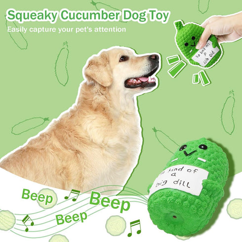 Pickle Squeaky Dog Toys, Funny Latex Chew Toys for Teething Puppies, Mild Chewing for Small, Medium, Large Dogs