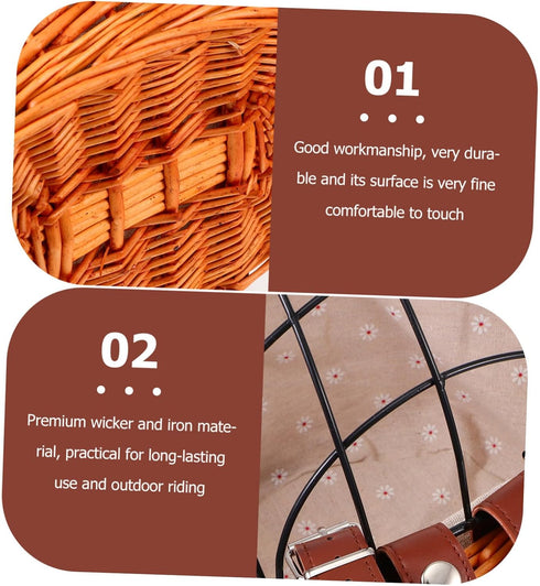 Pack NOLITOY Practical Rattan Woven Bike Basket with Breathable Design for Pets Cats Dogs Wicker Front Bicycle Basket