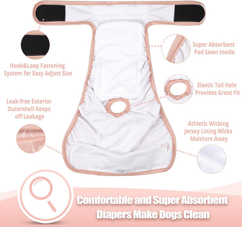 1PC wegreeco Reusable Washable Dog Diapers Female with Suspender, Dogs Period Heat Diapers Female Heat Cycle, XL Medium