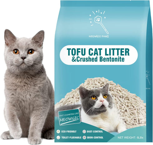Plant-based Cat Litter - Odor Control Quick Clumping Tofu Cat Litter, 6 lbs, Low Tracking Dust Control