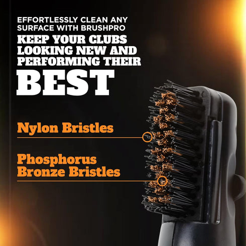 Frogger BrushPro Golf Club Cleaner with Ergonomic Grip and Latch-it Magnet - Professional Brush for Golfers