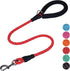 VIVAGLORY Strong Rope Dog Leash, 3ft Durable Short Leash with Soft Neoprene Padded Handle for Small Medium Dogs, Red