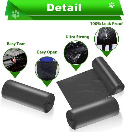 15L 5 Pack 100 Dog Waste Bags for Dog Poop Trash Can, Rolls Totaling Bags, Black, Unscented