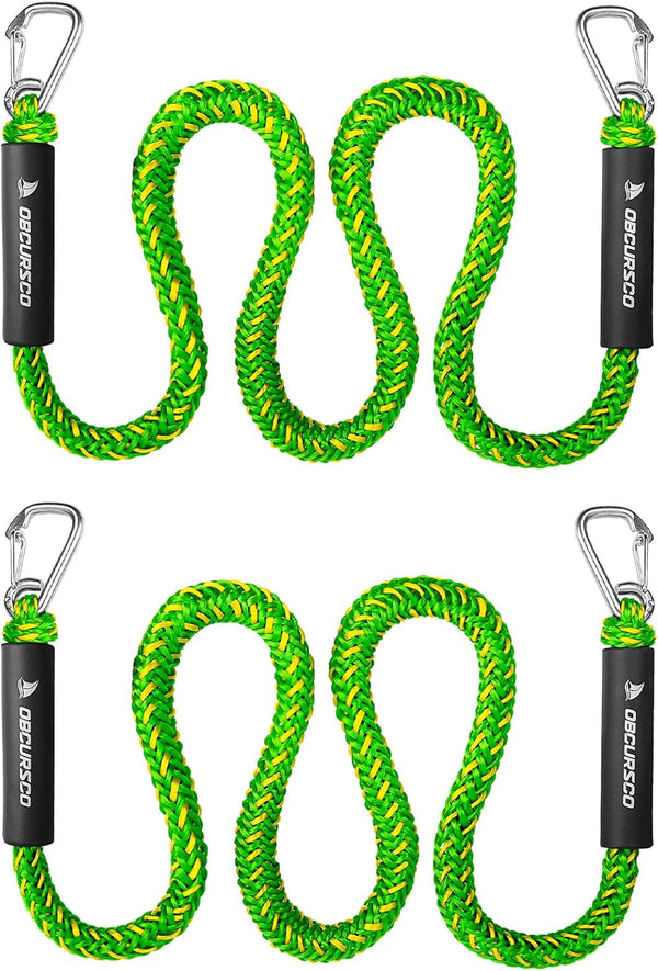 Obcursco Bungee Dock Line, Jet Ski Dock Line with Double Stainless Steel Clips, Boat Snubber Rope for PWC
