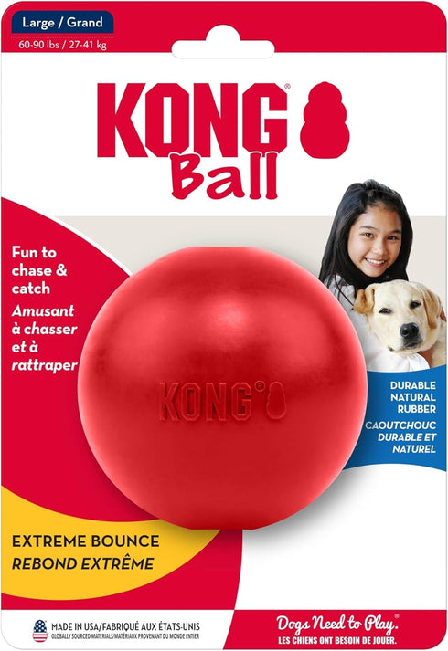KONG Ball with Hole - Durable Dog Fetch Toy for Training, Interactive Playtime & More - Classic Natural Rubber Ball