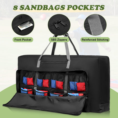 4' 2' 900D Cornhole Carrying Case Fits x Regulation Size Board, Heavy-Duty Cornhole Boards Bag with Front Pockets