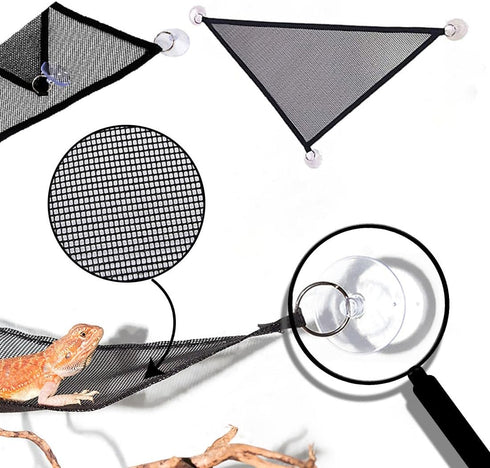 PINVNBY Hammock for Bearded Dragons, Reptile Habitat Lounger with Natural Seagrass Fibers, 4Pcs