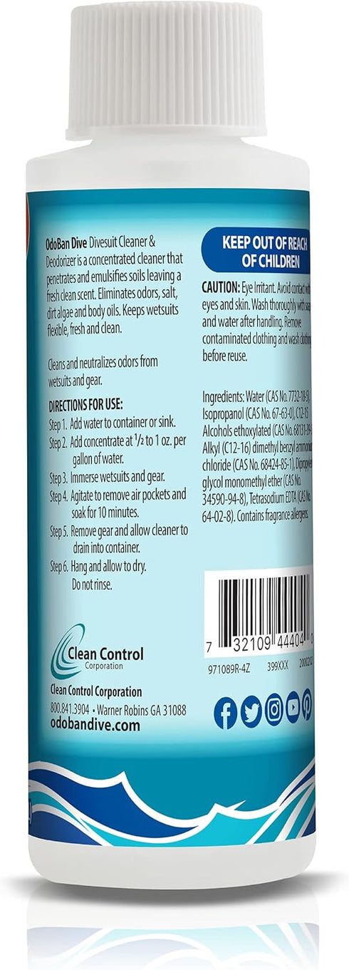 OdoBan Dive No-Rinse Wetsuit Cleaner Concentrate, 4-Pack, 4 Ounces Each