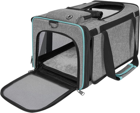 Cat Carrier American, Airline Approved Soft-Sided Pet Travel Bag for Medium Cats 15+ lbs, Small Dogs Under 15 Pounds