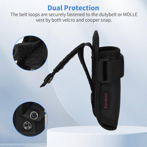 KENOBEE Flashlight Pouch Duty Belt Holster, Open Top Nylon MOLLE Torch Carrier for Tactical Light