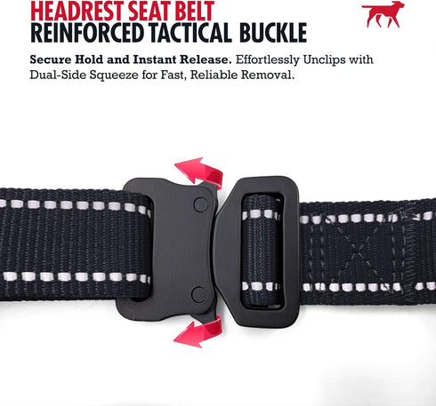 Tuff Pupper Dog Seat Belt for Car Headrest | Adjustable Length Dog Car Harness Restraint | Heavy-Duty Aviation Aluminum