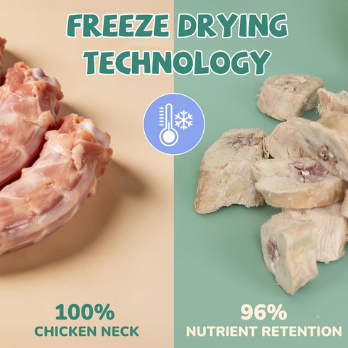 4.2 oz PAWUP Freeze Dried Chicken Necks Dog Treats, Single Ingredient Chicken Neck Chews, High Protein Treats