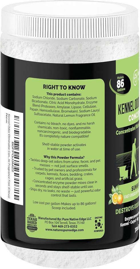 86 Nature's Pure Edge Enzyme Powder Concentrate Makes Gallons - Professional Use for Kennel and Pet Odor Elimination