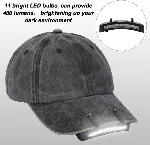 Mudder 4 Pcs Hat Light Clip with 11 LED, Battery Powered Ultra Bright Waterproof Headlamp for Hunting, Camping, Fishing.