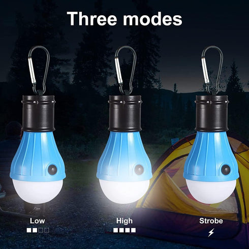 LED Camping Tent Lantern, Portable Waterproof Emergency Light Bulb, Battery Powered, 4 Packs