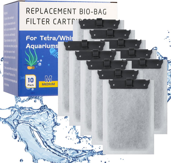 10 Pack Aquarium Filter Cartridge for Tetra Whisper Bio-Bag Power Filters, Medium Replacement