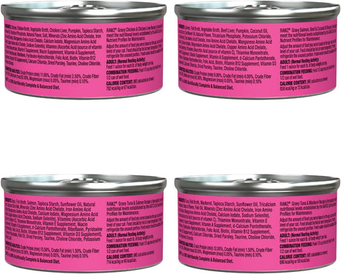 Rawz Natural Premium Minced Canned Cat Food in Gravy, 12 Pack Variety Bundle - 4 Flavors with Hotspot Pets Can Lid (3