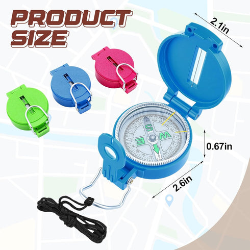6 Pack Backpacking Sabary Multi-Color Mini Lensatic Compass with Lanyard Orienteering Navigation Compasses Hiking