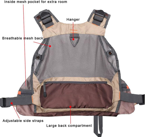Lightweight Fly Fishing Vest with Multi Pockets - Adjustable Size Mesh Fishing Backpack for Men and Women