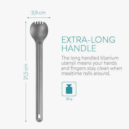 Navaris Long Handle Titanium Sporks, Set of 2, 8.4" Metal Spork Set for Backpacking and Camping